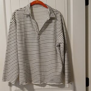 Striped Black and White women's pullover Shirt